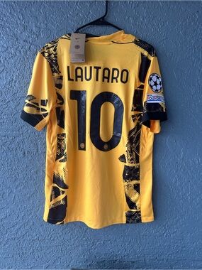 Inter Milan Lautaro 2025 Final Yellow Soccer Jersey